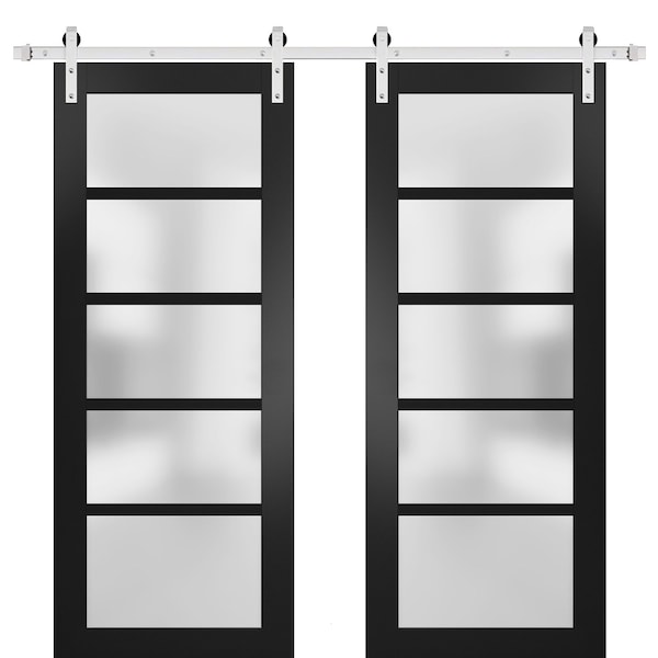 Sartodoors Double Barn Interior Door, 60" x 84", Black QUADRO4002DB-S-BLK-6084 - main